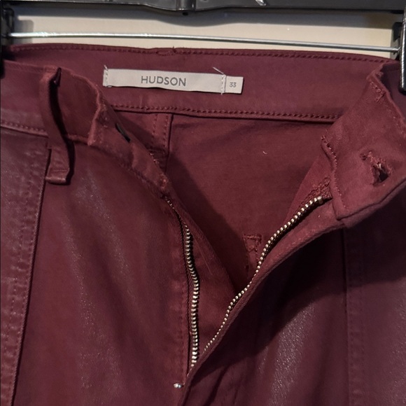 NWT- Hudson Rosie Cargo Wide Leg Faux Leather pants, Coated Bordeaux, size 33 - Picture 8 of 12